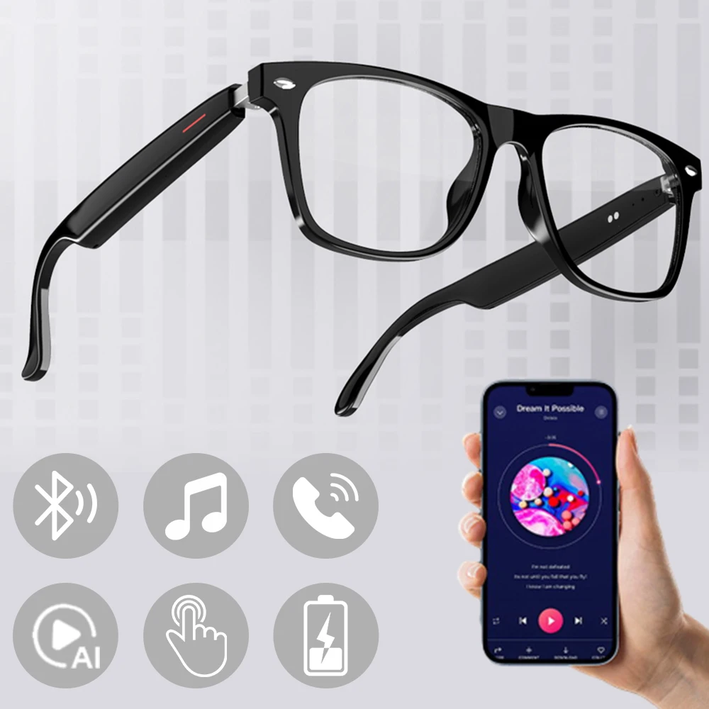 

Camera Glasses Remote Shooting Outdoor Sport Glasses with Camera Open Ear Sound Mic & Speakers Wearable Eyeglass for Women Men