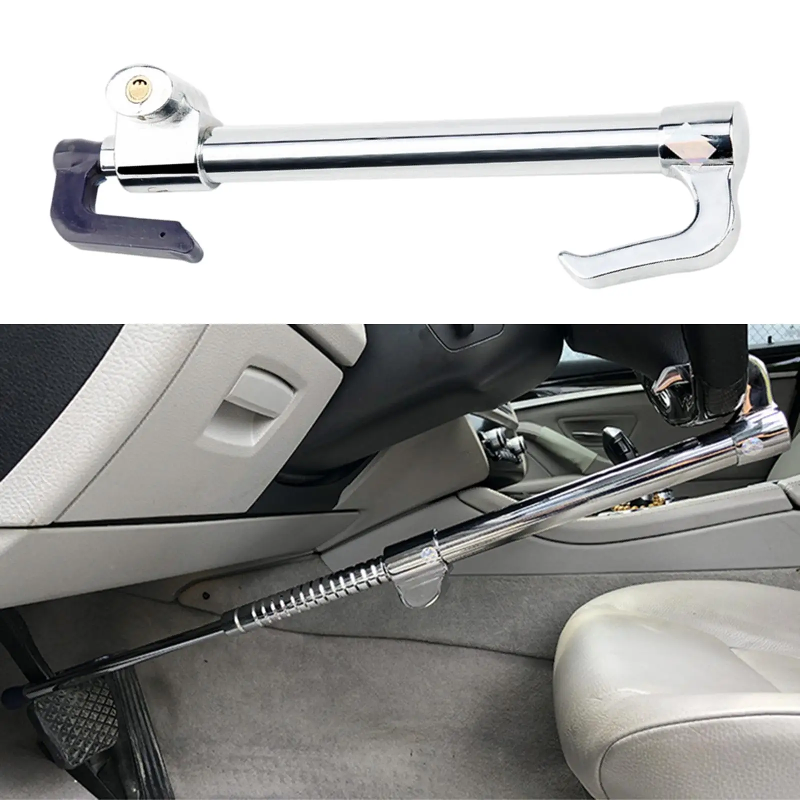 Universal Steering Wheel Lock Heavy Duty Extendable Retractable, Anti , Fits for SUV, Vehicles, Truck Car