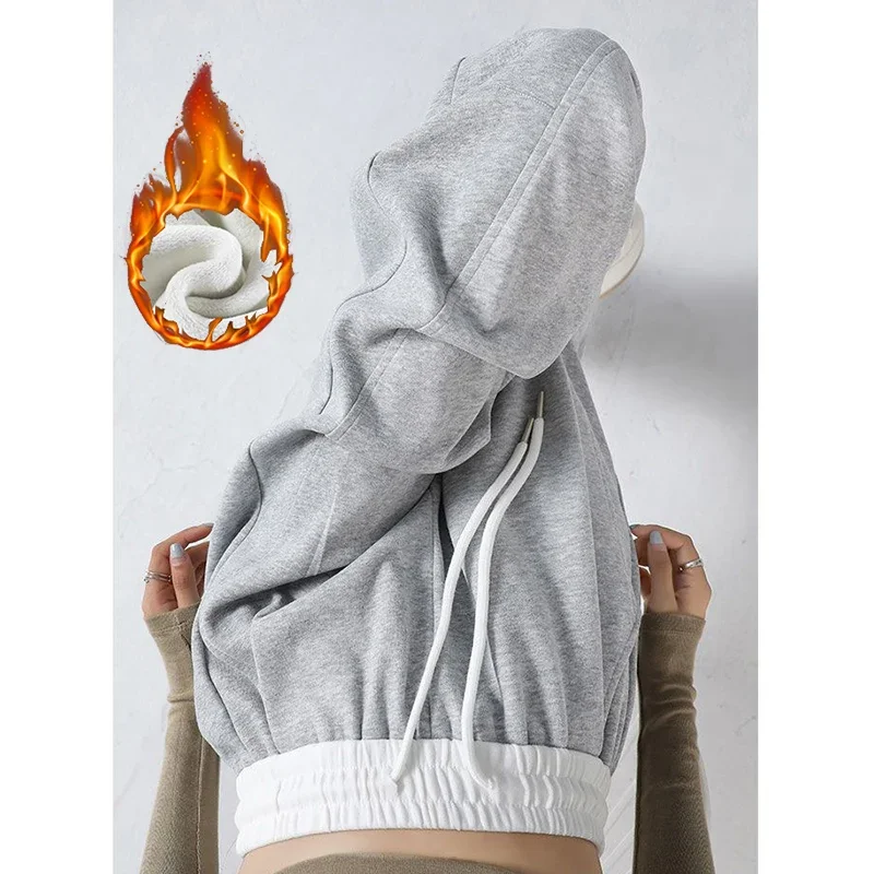 Winter Lady High Waist Thermal Fleece Pants Women Fashion Plush Straight Leg Trousers Girls Snow Warm Loose Daily Pants