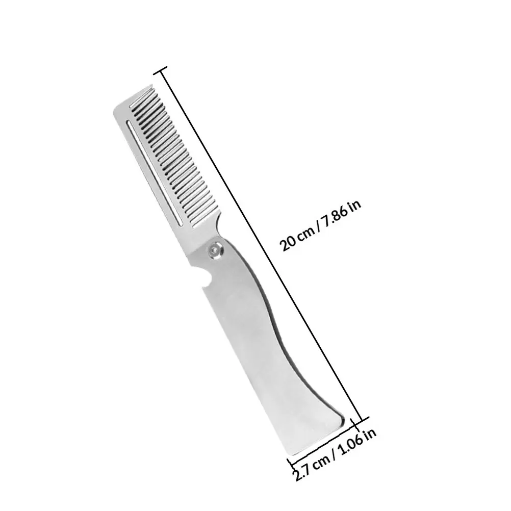 Folding Hair Comb Stainless Steel for Men Beard Mustache Grooming Portable Pocket Travel Fine Tooth Detangler Oil Hair Styler