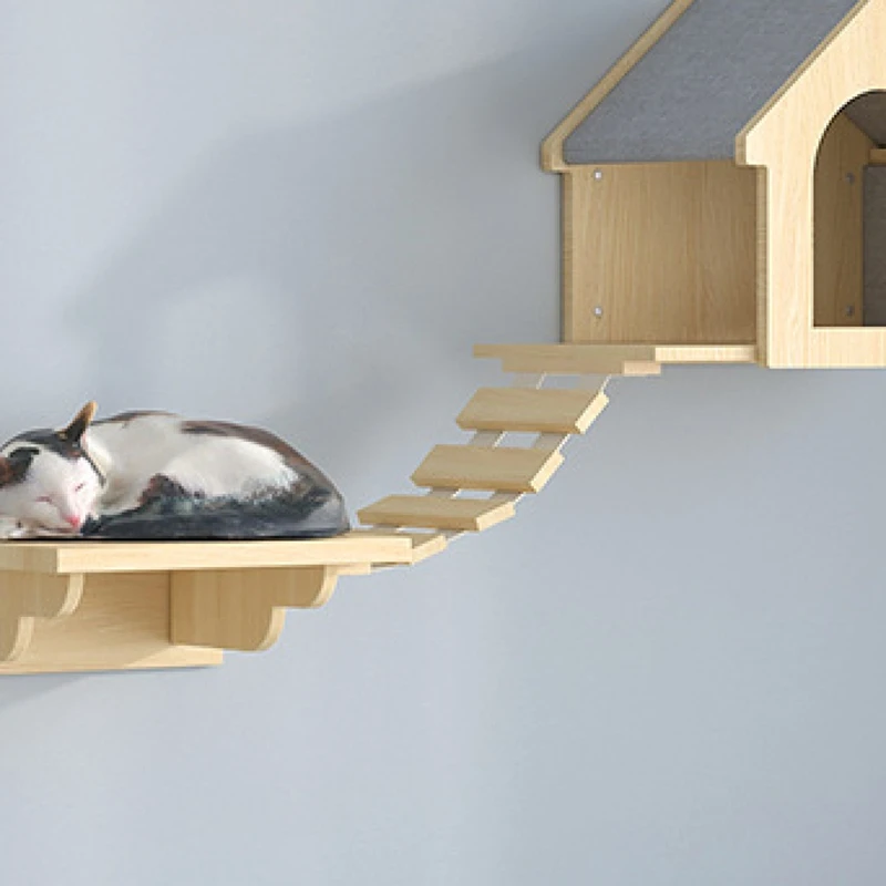 Cat Hammock Climbing Frame Wall Ladder, Climbing Frame Connector, Small Solid Wood Cat Climbing Frame