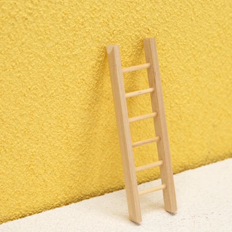 1Pcs 1:12 Poppenhuis Miniatuur Meubels Houten Ladder Trappen Model Woondecoratie Kamer Fairy Tuin Accessoires Speelgoed