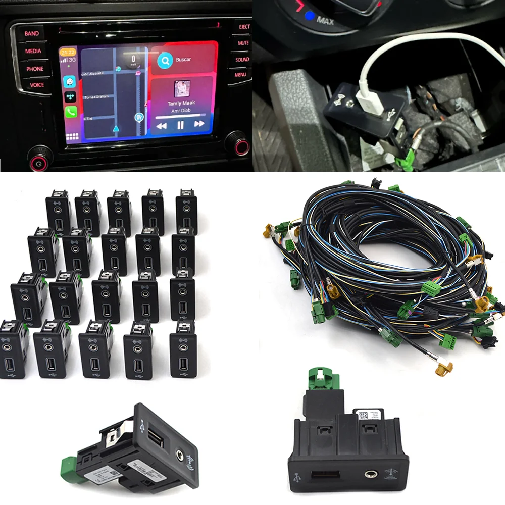 

For VW Golf 7 MK7 VII For Passat B8 CarPlay Media USB AUX Switch MIB2 MDI USB AMI Adapter Plug Socket 5Q0035726E 5Q0 035 726 E
