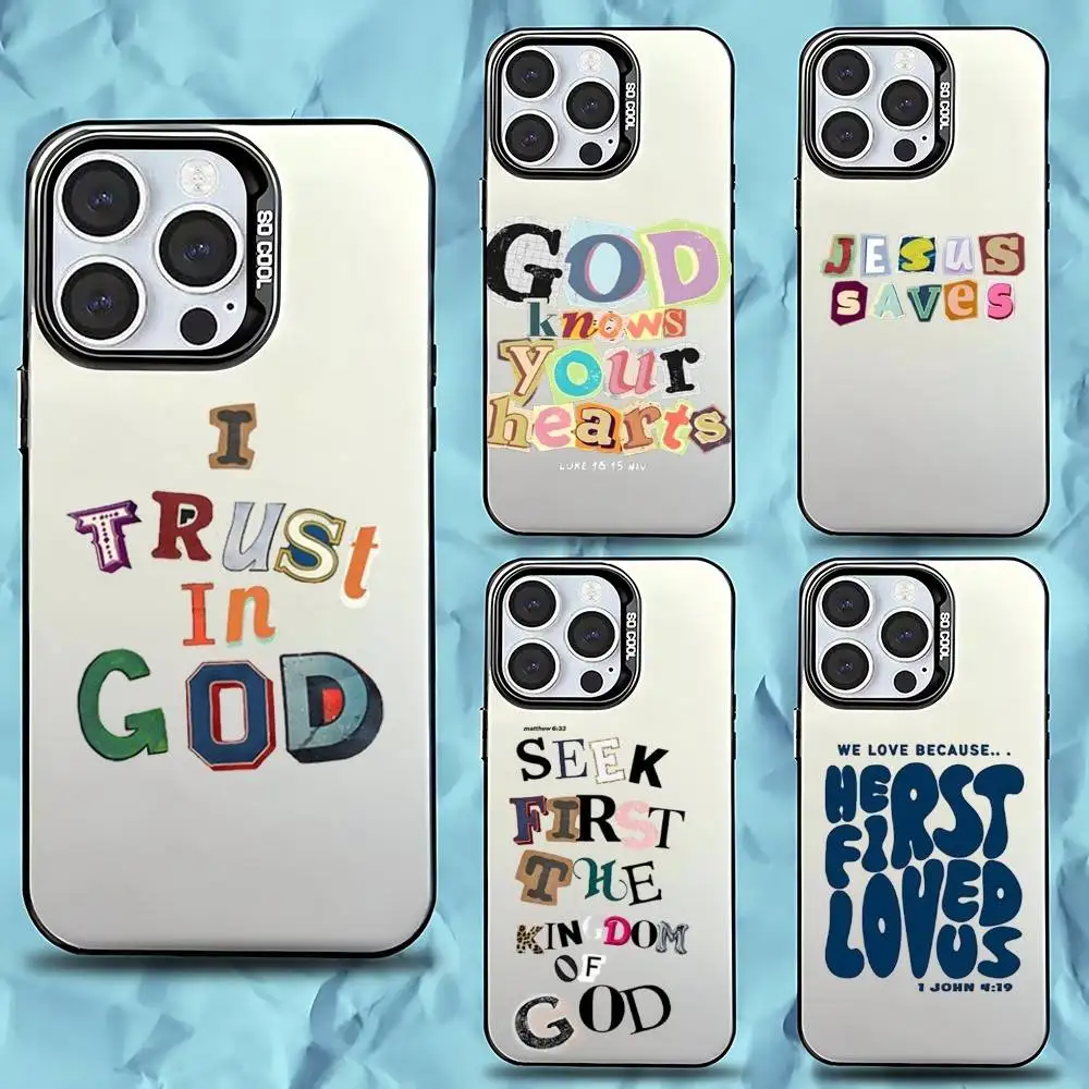 

Jesus God Quote Scrawl Phone Case For iPhone 17,16,15,14,13,12,11,Pro,Max,Plus,Mini,XS,SE Anti Fall Black Matte Hard Bumper