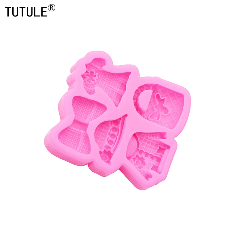 DIY Clothing Suit Resin Clay keychain earrings Mold Bags Bow Tie Accessories silicone mould chocolates cake decorating tool