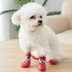 Dog Socks Small Size Dogs Thai Winter Warm Waterproof Non-slip Teddy Shoe Covers Cat Socks Anti-scratch Pet Supplies