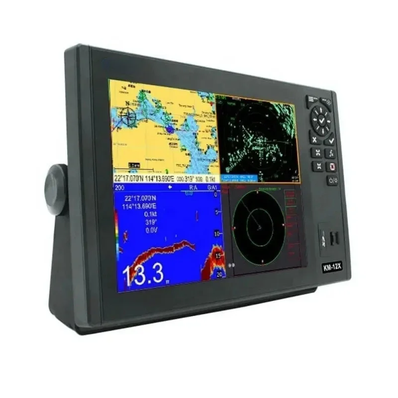 12 Inch KM-12X Marine GPS Chart Plotter Class B AIS Transponder Fish Finder & Radar Function 5-in-1 Navigation System for Boats