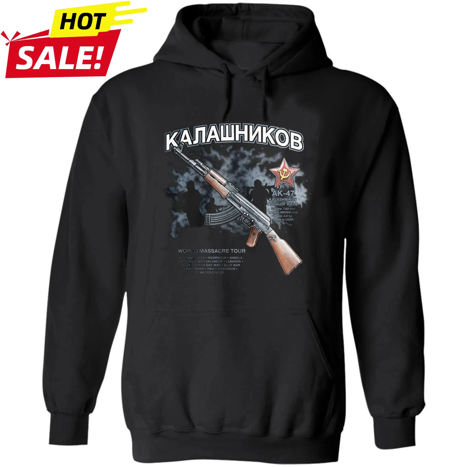 Retro Soviet Kalashnikov AK-47 Assault Rifle Pullover Hoodie New 100% Cotton Comfortable Casual Mens Sweatshirts Streetwear