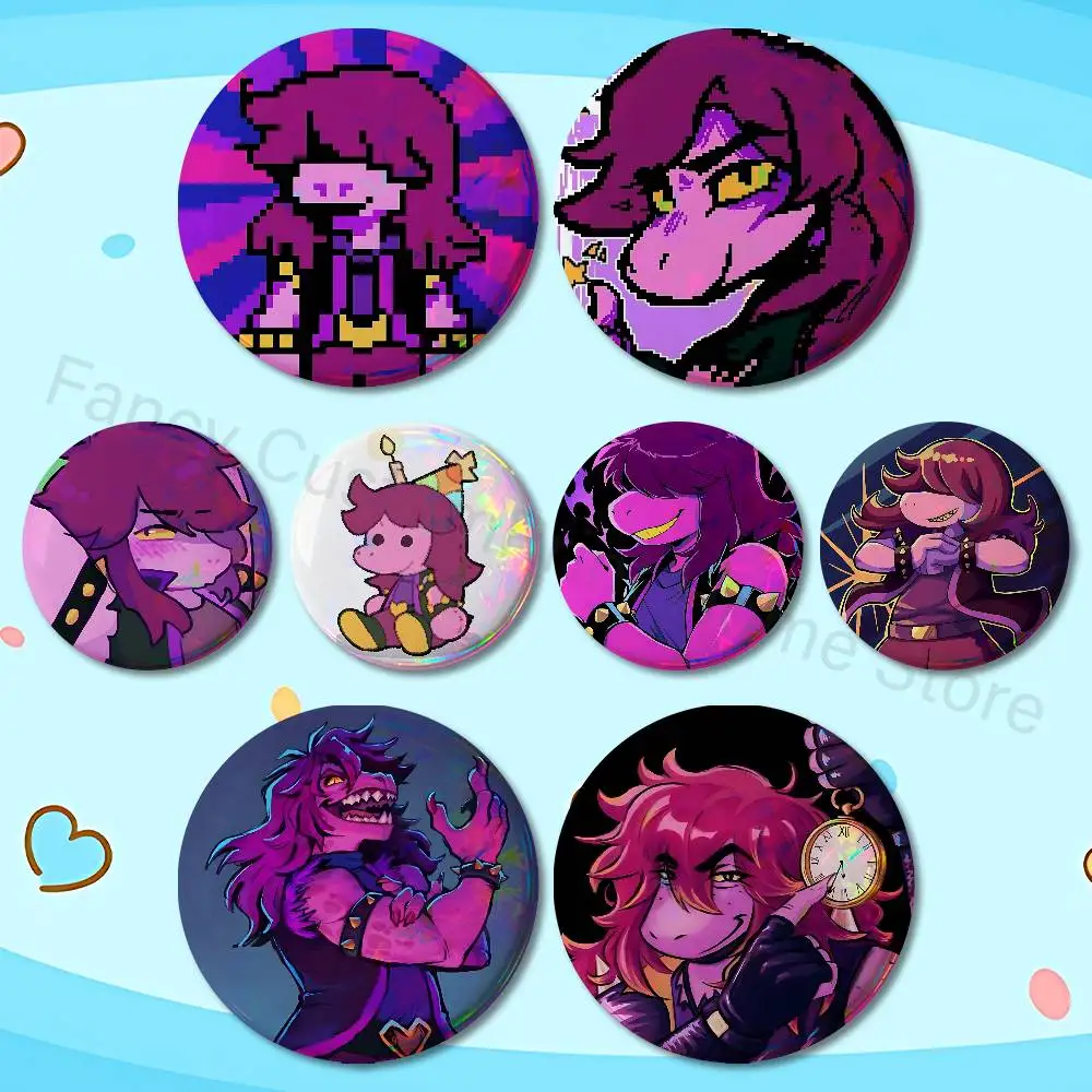 S-Susie D-Deltarune Pins 58mm Cute Cartoon Badge Handmade Brooches for Backpack Accessories