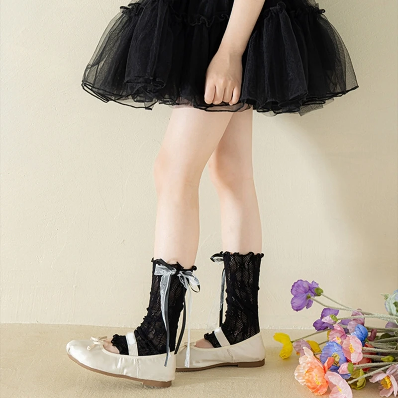 97BE 1 Pair Sweet Bowknot Leg Warmer for Girls Breathable Stackable Socks Cover For Parties Stage Performances
