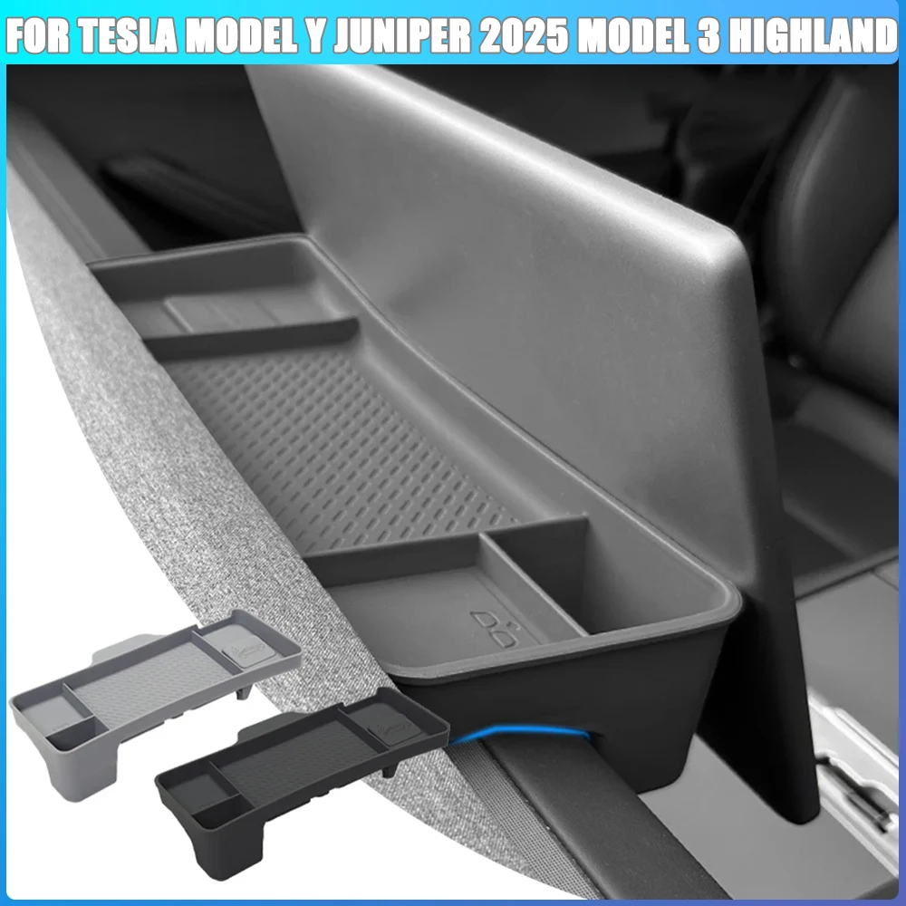 

Для Tesla Model Y Juniper 2025 Model 3 Highland силиконовый лоток для хранения приборной панели, коробка для салфеток, центральная консоль, экран, задний органайзер