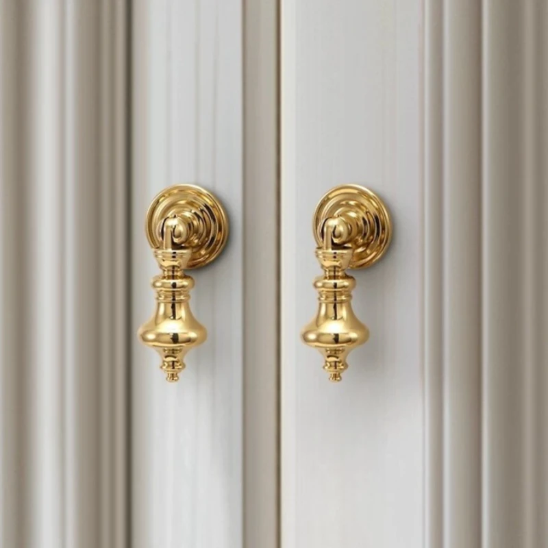 Light Luxury Bright Gold / Chrome Kitchen Cabinet Drop Pulls Single Hole Knobs for Dresser and Drawer Modern Furnitrue Handles