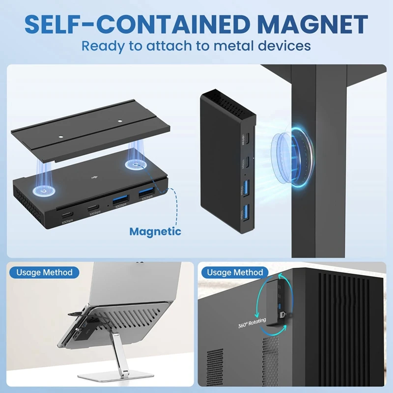 

10Gbps Magnetic USB-C Hub, 4-Port USB 3.2 Gen2 USB Splitter Data Transfer, for Laptop PC, Laptops Accessories-ABVP