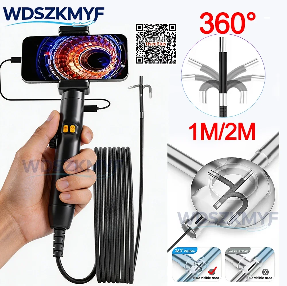 6mm 360° Articulating Borescope endoscope Camera with Light, Waterproof Probe, 360 ° Rotating Endoscope with Android/iOS Phone