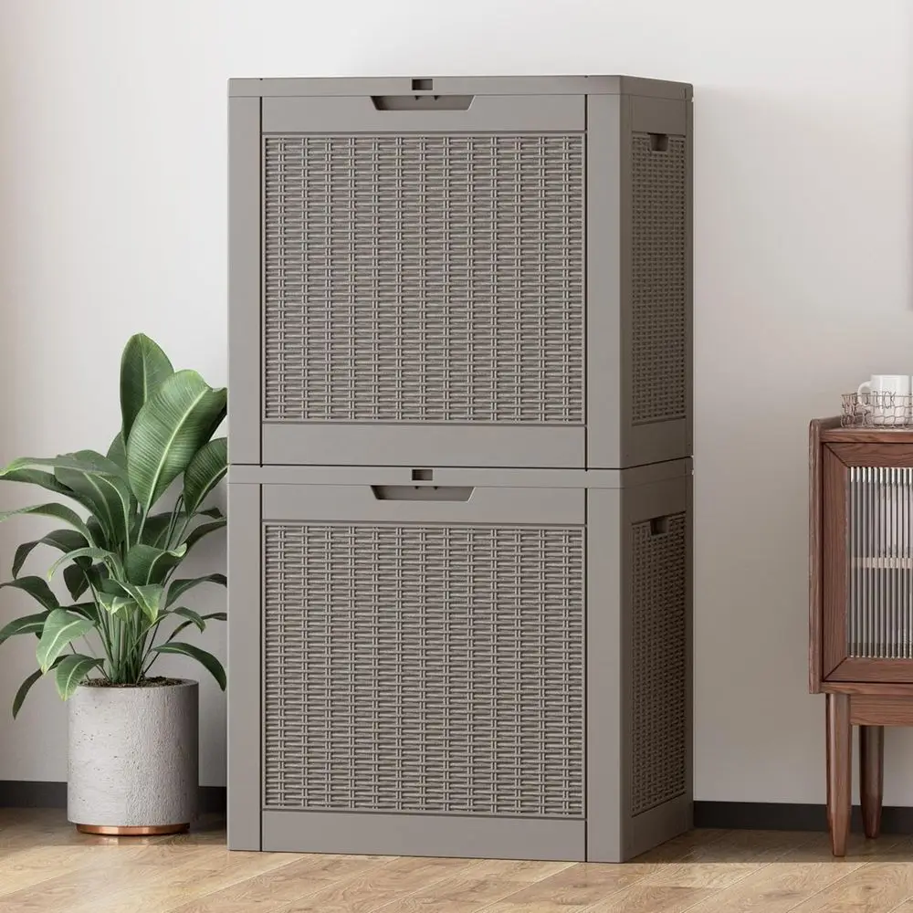 

Resin Outdoor Storage Box, 31 Gallon Waterproof Deck Box for Patio, Garden, Pool Supplies, UV-Resistant, Lockable (Set of 2)