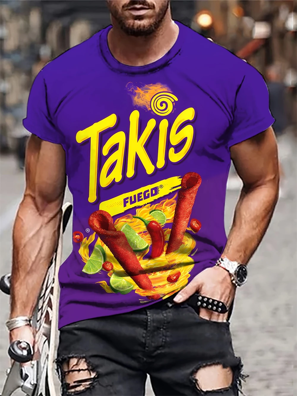 Fashion Men\'s Takis 3D Print T-Shirts Casual Short Sleeve Crew Round-Neck Tee Men\'s Clothing for Outdoor T Shirt Tops for Summer