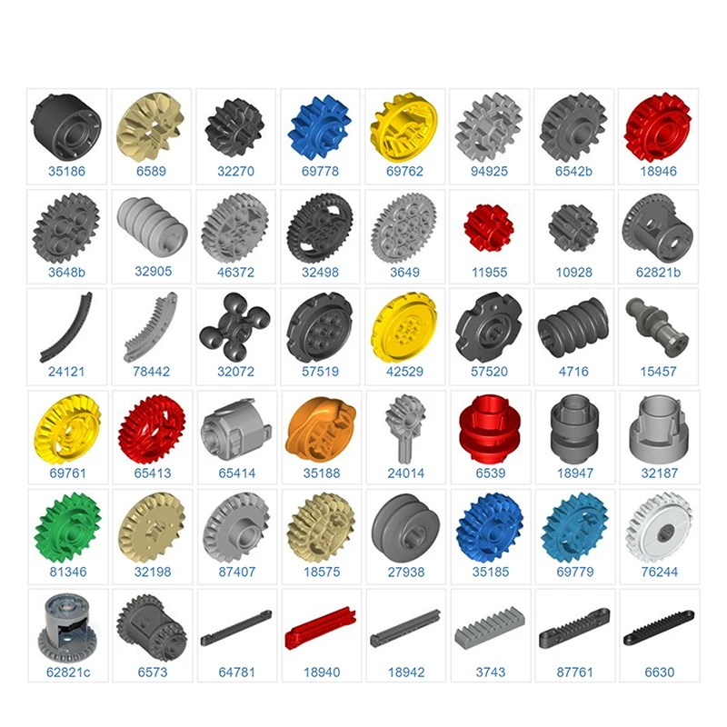 Techncial Gears Building Blocks Parts fit 65413 65414 69761 69762 42529 87407 94925 3647 10928 4019 4716 6573 MOC Car Bricks Toy