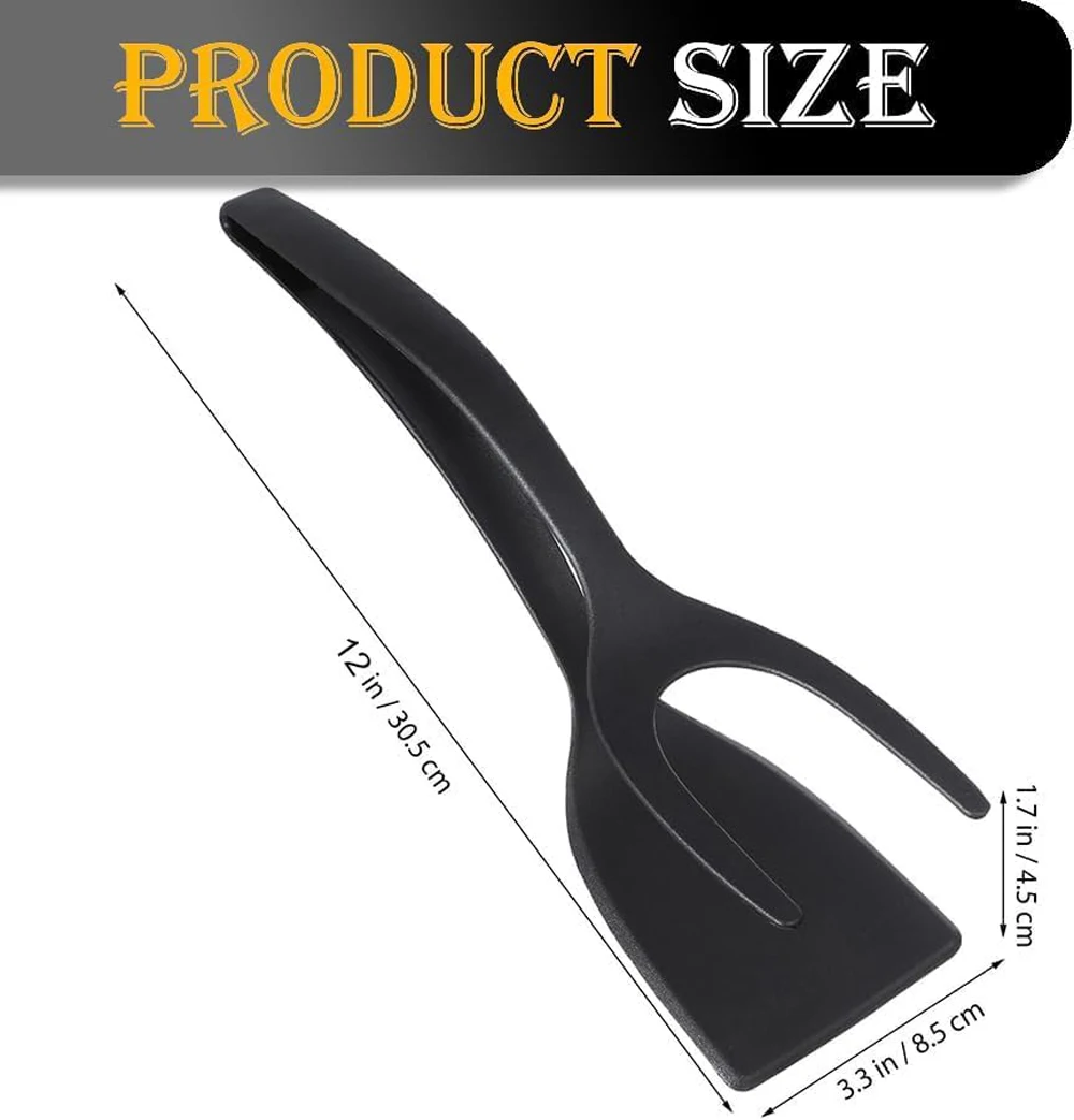 2 in 1 Grip Flip Spatula Clamp Egg Pancake Fish French Toast Omelette Making Non Stick Home Kitchen Cooking Turner Tool
