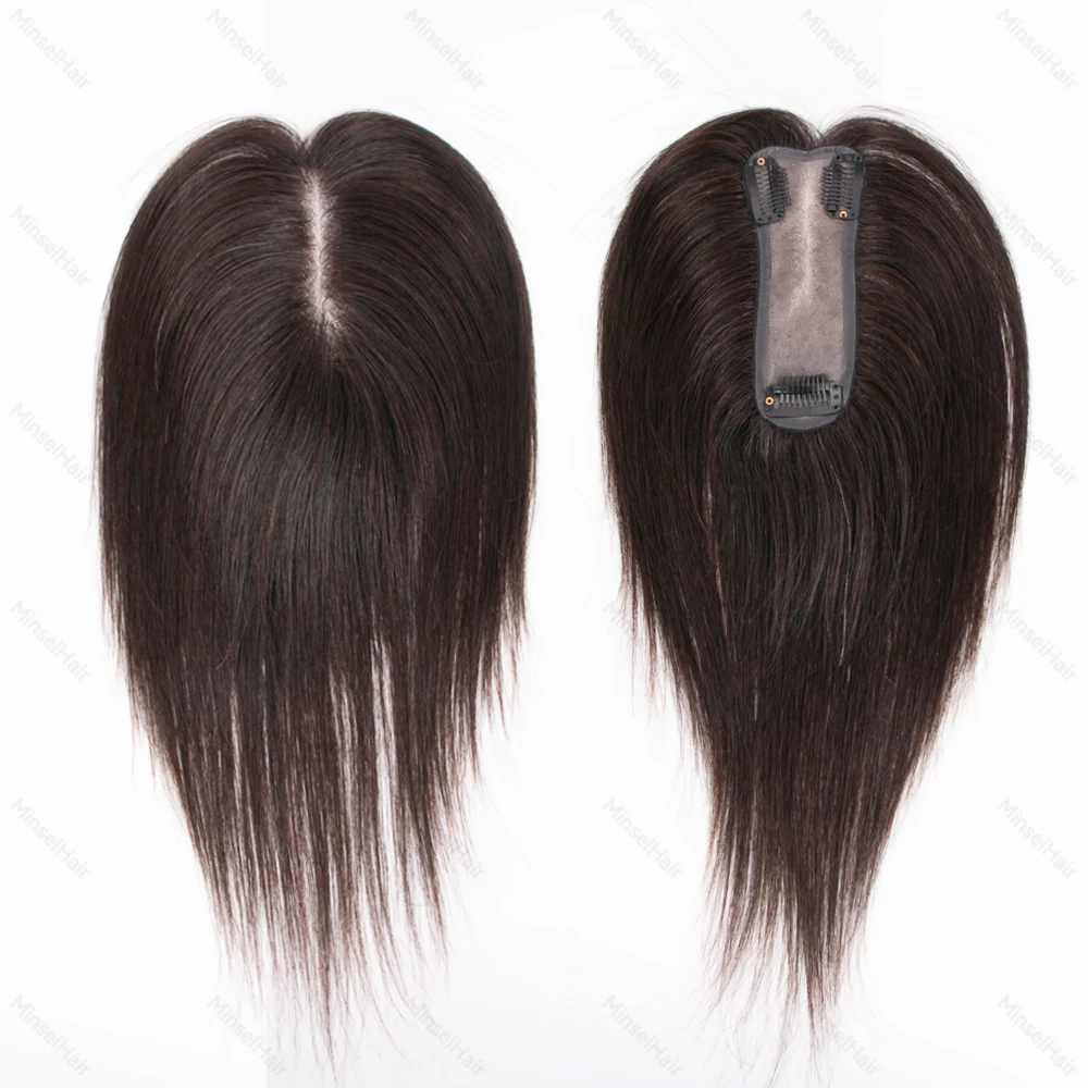 5x13cm人毛ヘアピース モノベース 漂白可能 # 27 3 クリップ 軽量で通気性のあるリアルな部分 20/25cm 目に見えない部分の髪