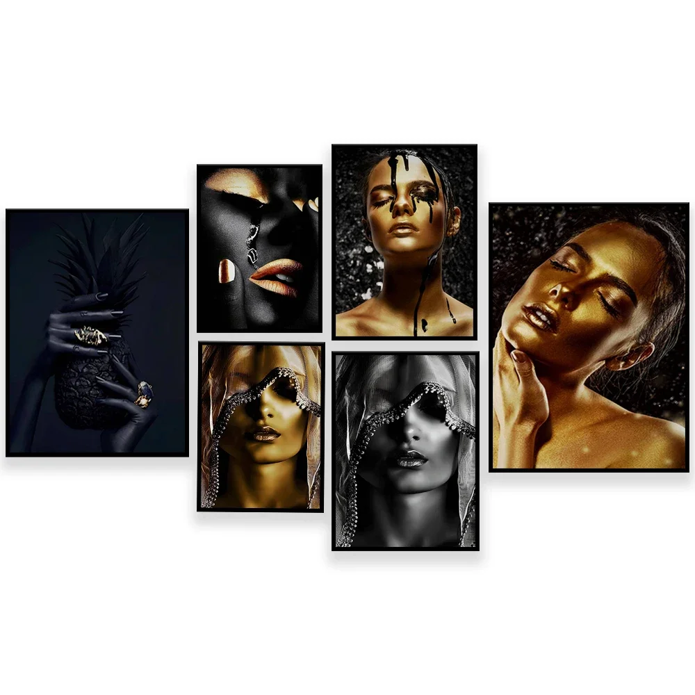 woman face canvas print, arab woman, girly tears black face art, black pineapple, black woman poster home decor