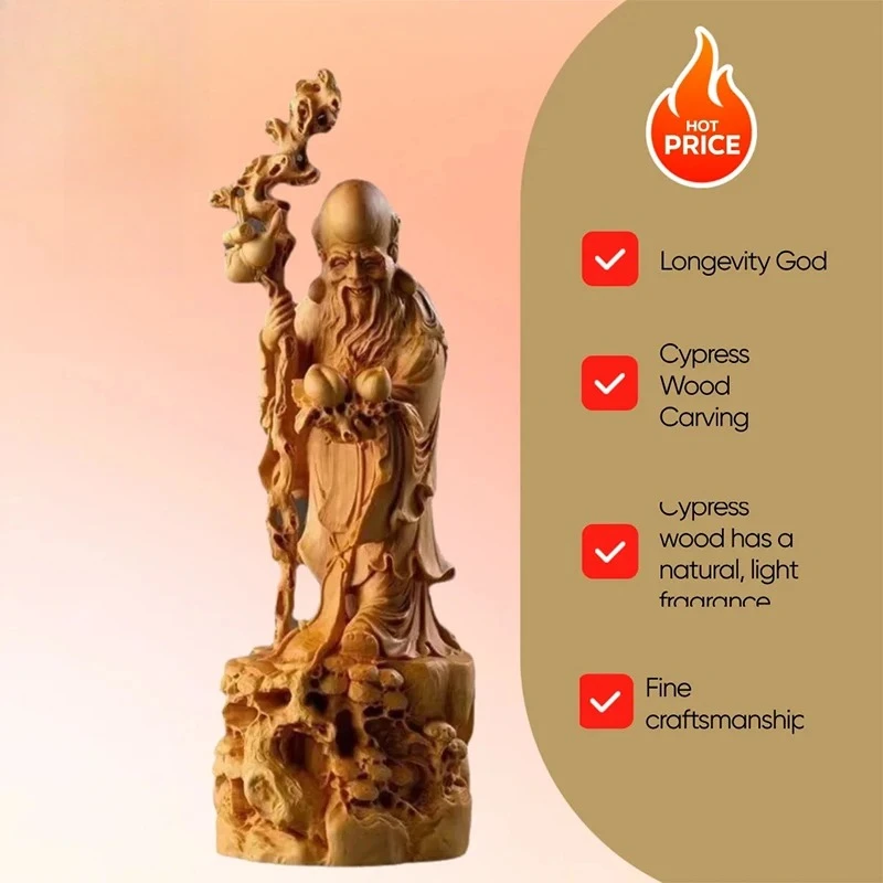 Cypress Chinese traditional longevity star Figurine -Mythology Figure  decorations Parents' Longevity and Health Statue Gift