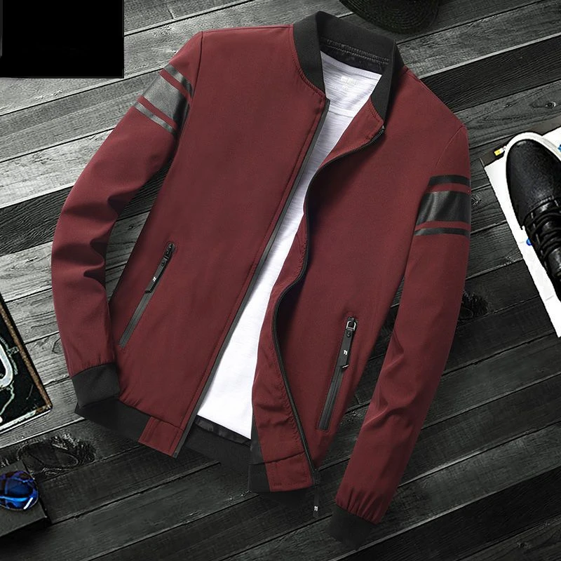 Men Bomber Jacket Zipper Long Sleeve Spring Autumn Outerwear Luxury Brand Men Clothing Windproof Windbreaker Solid Jacket