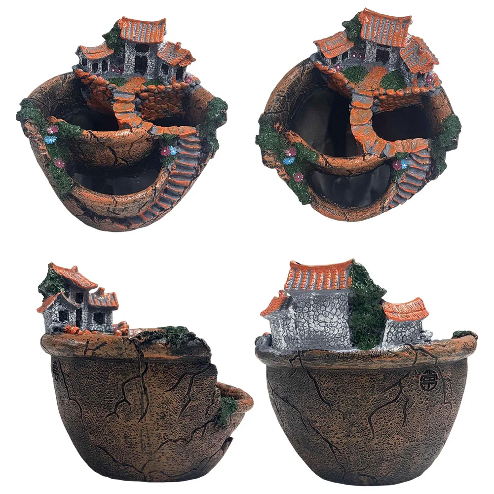 Succulent Pot Vintage Multi Pot Planter Decorative Small Plant Holder Resin Garden Plant Pot Vat Shape for Cactus Succulent