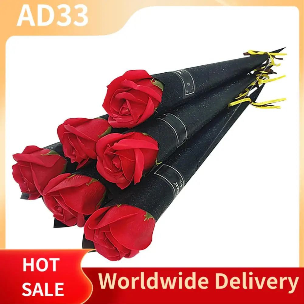 2025 New10pcs Single Rose Simulation Korean Rose Soap Flower Valentine's Day Gift Soap Roses Single Artificial Soap Flower
