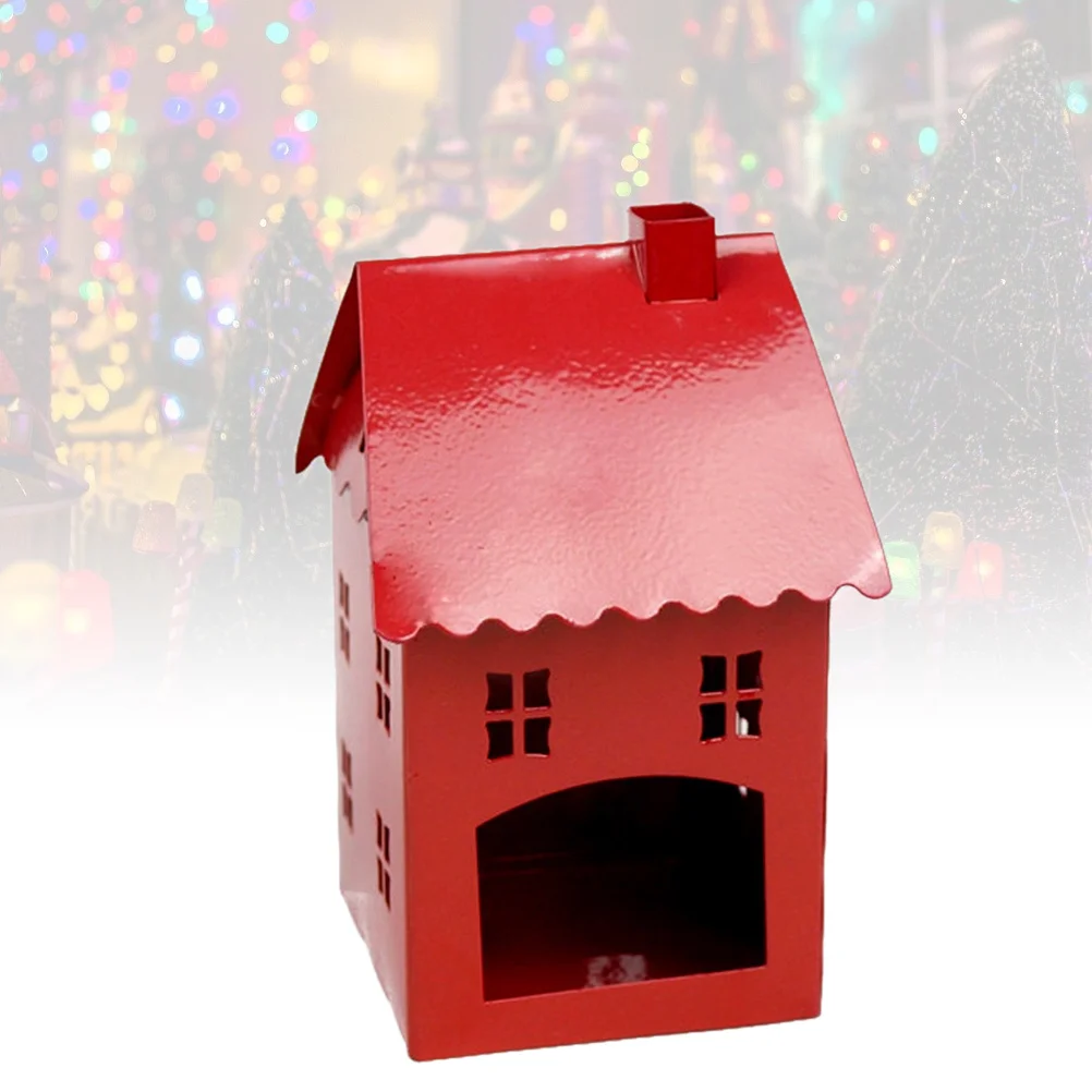 عيد الميلاد الحديد البيت الشمعدان الأحمر الحديد الحرفية حامل للمنزل مكتب الزفاف سطح المكتب الديكور عيد الميلاد حامل