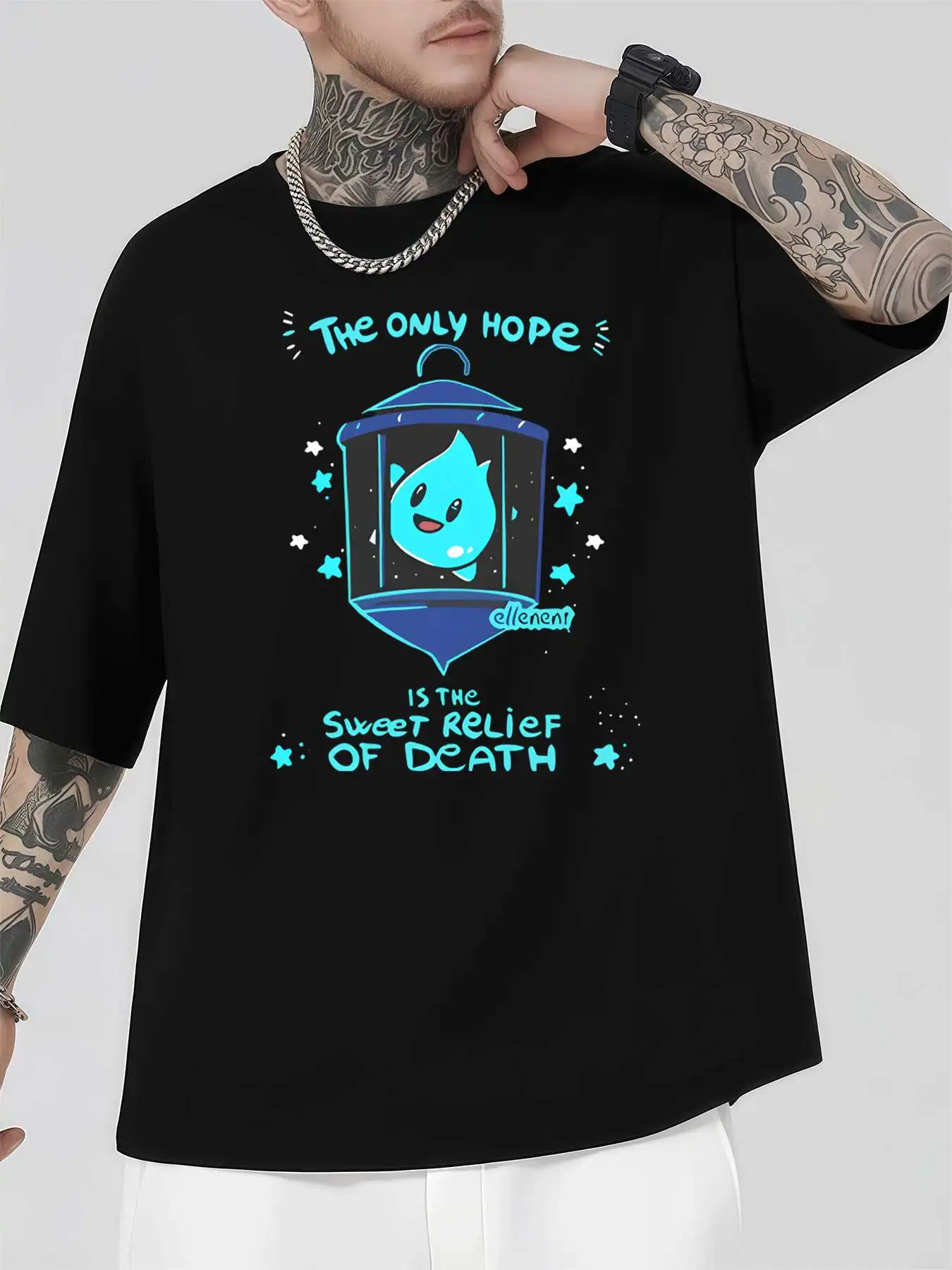 

Graphic Tee Hopeful Element Men's 220gsm New Summer Casual Crew Neck Pure Cotton Short-Sleeved T-Shirt