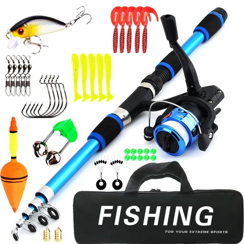 1.8M Telescopic Rod with 5.2:1 3BB Fishign Reel Max Drag 5kg Full Fishing Kit Spinning Fishing Rod and Reel Combo