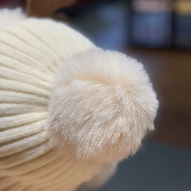 Cappello berretto invernale da donna con pompon foderati caldi, cappello con paraorecchie berretto con teschio carino