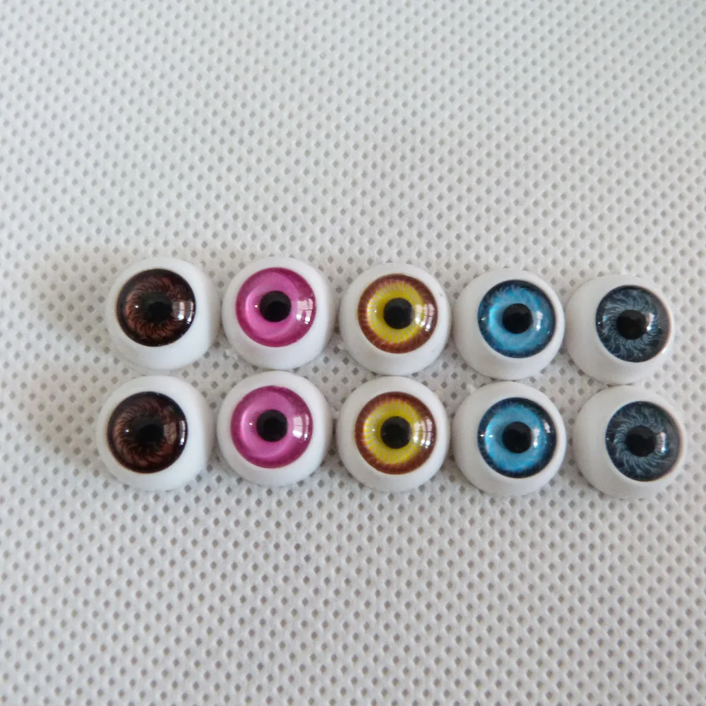 50pcs/lot 12mm flat back round plastic toy animal eye beads for diy doll accessories--color option