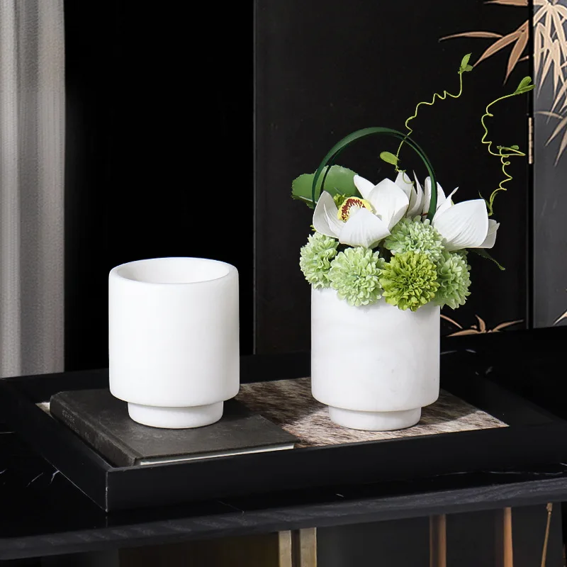 Art New Chinese Marble Flower Ornament Furniture Exhibition Hall Bogu Frame Vase Soft Display Matching