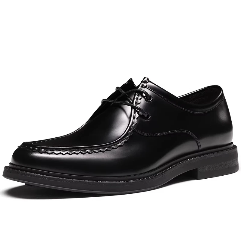 Retro Kangaroo Shoes for Men's Dress Shoes British Style Casual Derby Shoes Genuine Leather Thick Soled Height-increasing Shoe