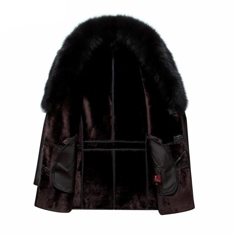 Hot Winter New Formal Leather Jacket Male Fur One Turn-down Collar Natural Sheep Skin Jackets 2025 Men's Slim Trend Warm Coats view 3