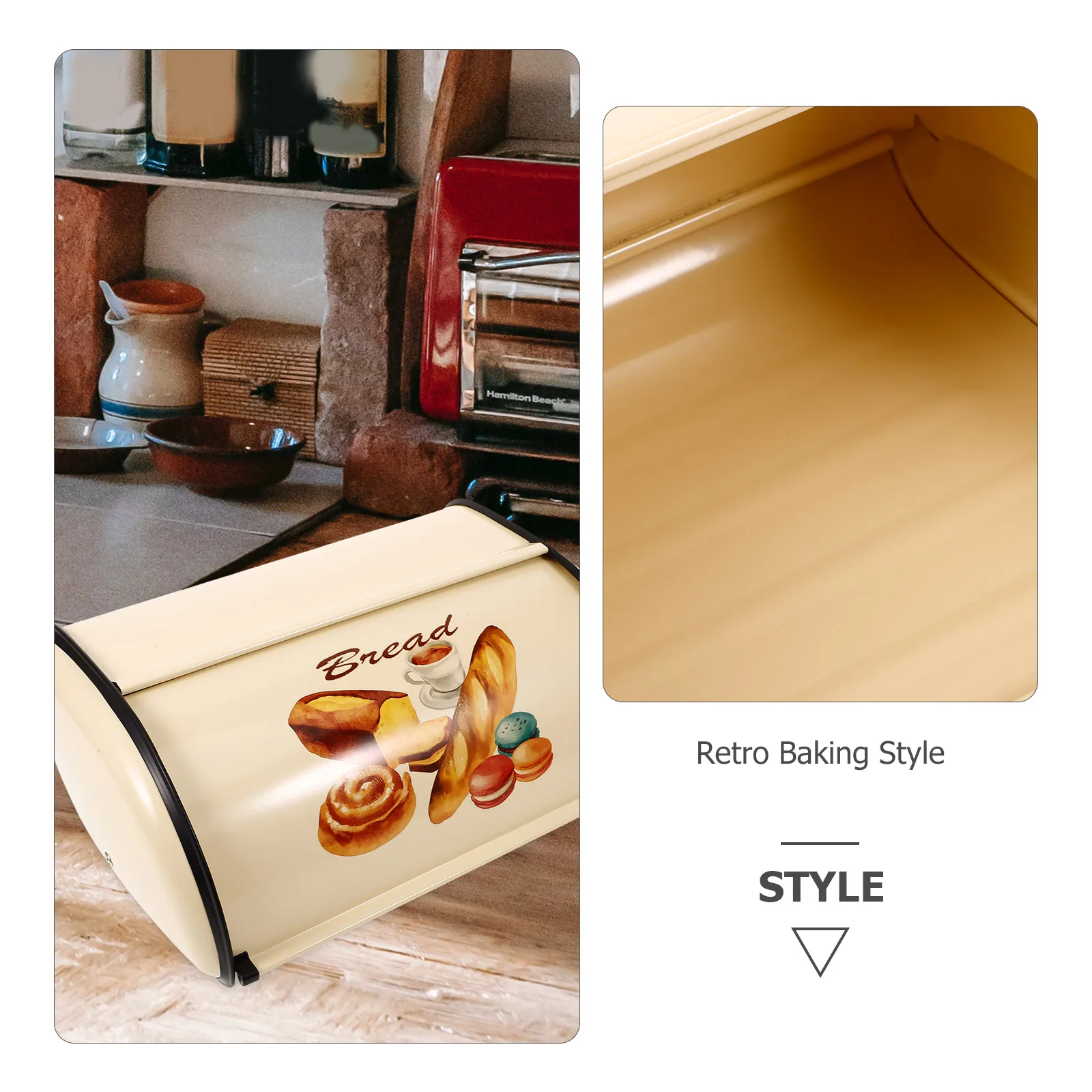 

Retro Metal For Kitchen Countertop Large Capacity Storage Container Compact Design Decorative Cake Box Kitchen Food Organizer