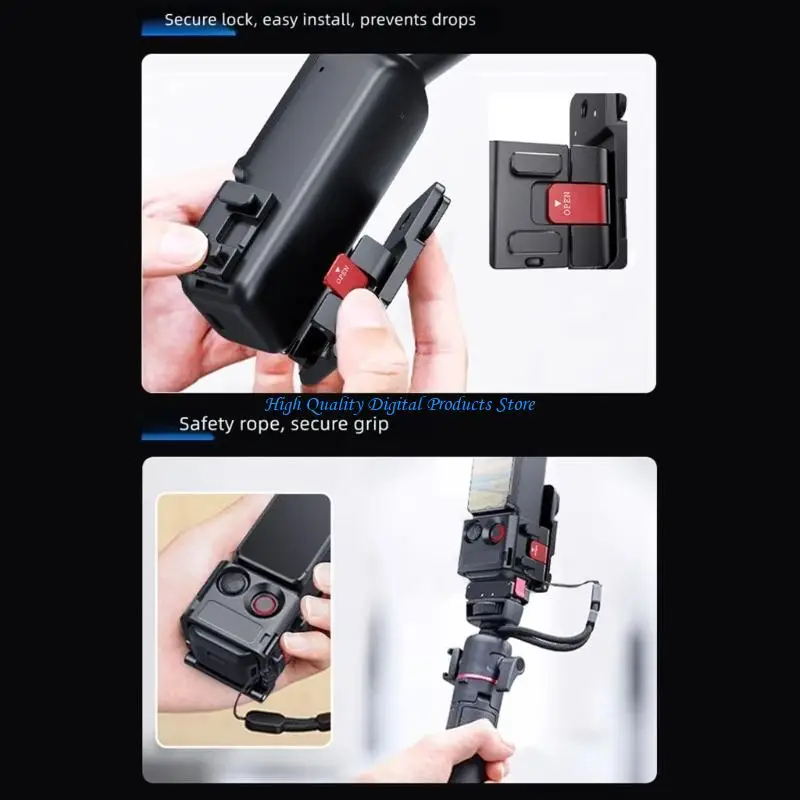 U2JE Camera Mount Cage for Pocket 3 with Quick Release Metal Frame and Threaded Accessory Point for Outdoor Use, Vehicle