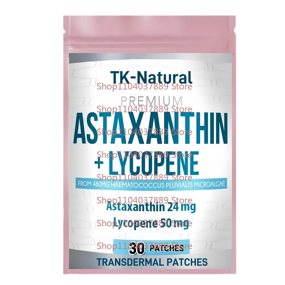 

30 Patches Astaxanthin and Lycopene Transdermal Patches for Tanning Skin Care Vision & Heart Health Support
