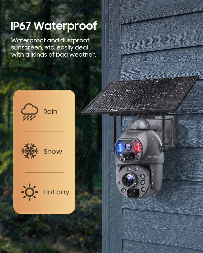 SHIWOJIA 36X ZOOM 12MP 4G SIM Solar Camera Outdoor 360° Wireless WIFI Battery Security Cameras with Solar Panel PIR Night Vision