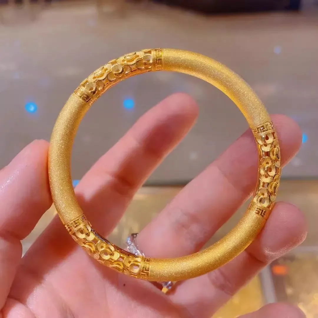 Palace Style Ancient Law Auspicious Cloud Pattern Gold Solid Gold-plated Bracelet to Give to Girlfriend's Mother