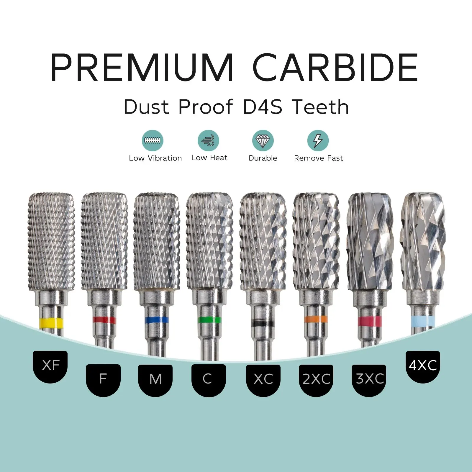 HYTOOS Safety Nail Drill Bits 13mm Barrel Dust Proof D4S Right-handed Carbide Drill Bits for Nails Electric Manicure Drills Tool