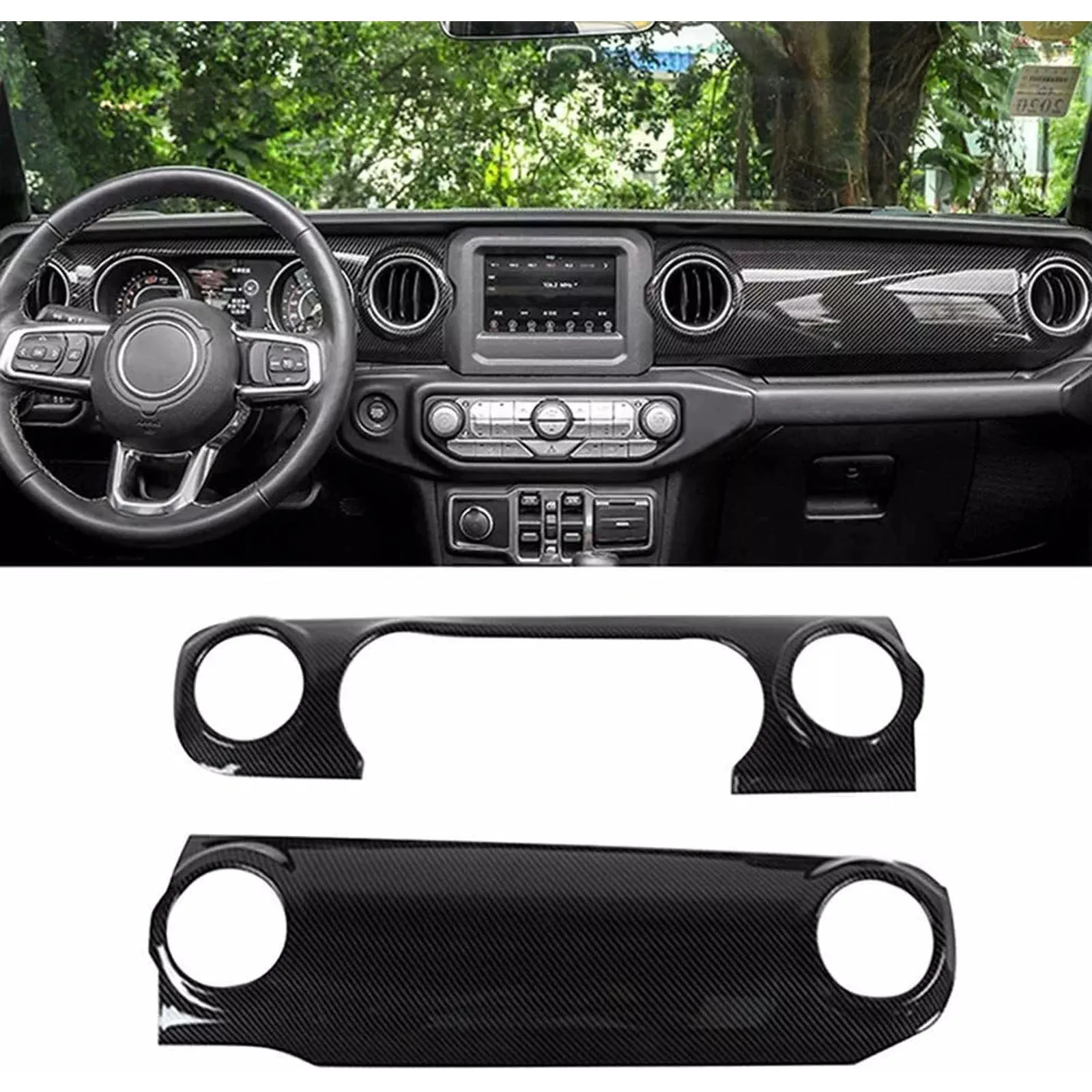 For Jeep Wrangler JL 2018-2023 Carbon Fiber Console Dashboard Panel Cover Trim2* image 2