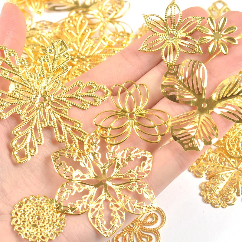 Flowers Antique Filigree Wraps Connectors For DIY Jewelry Accessories Findings Making Scrapbook Supplies Home Decor Metal Crafts