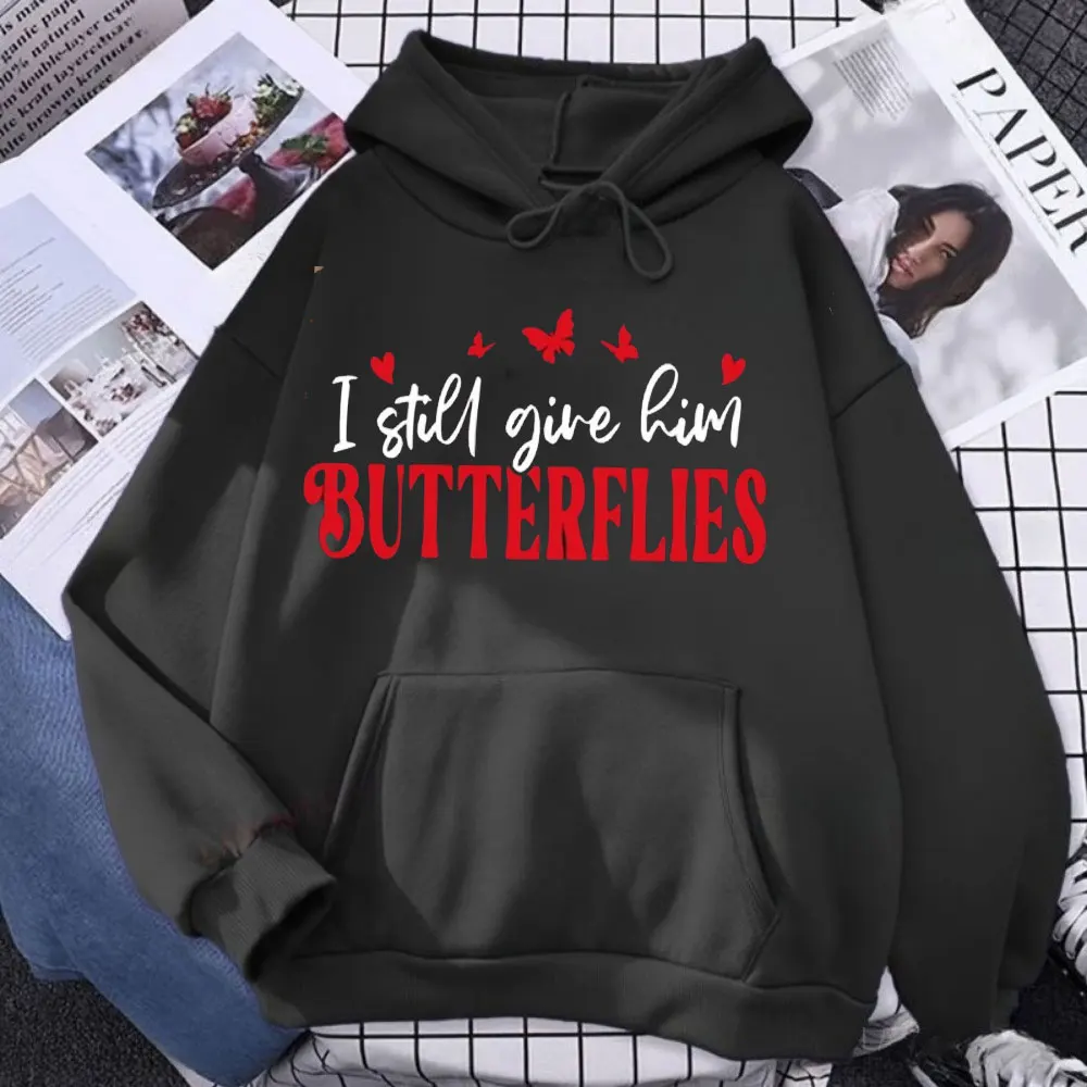 面白いバレンタインカップルパーカーデザイン、まだ彼彼蝶々プルオーバーカップルバレンタイントップス彼と彼女の面白いパーカー