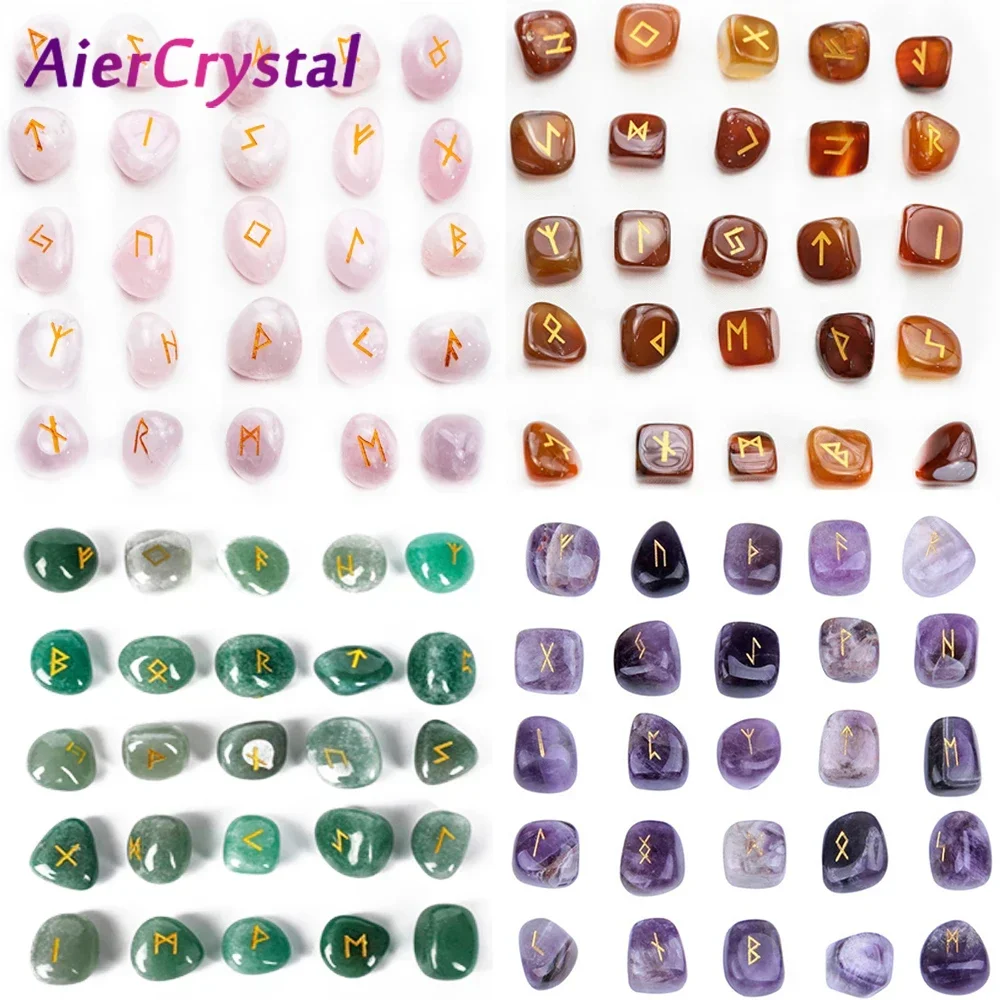 25Pcs Freedom Natural Amethyst Agate Quartz Crystal Runes Stones Irregular Divination Fortune-telling Reiki Healing Energy Gift