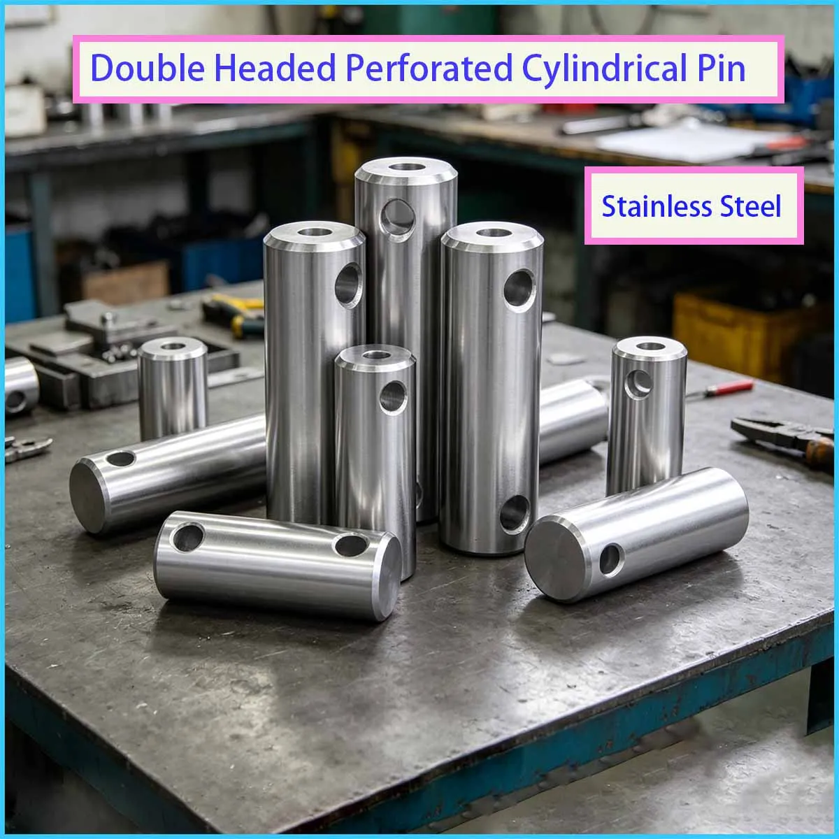 304 Stainless Steel Grooved Pins GB880 Cylindrical Pins Location Pins Threaded Pins with Holes Both Ends Custom Non-Standard
