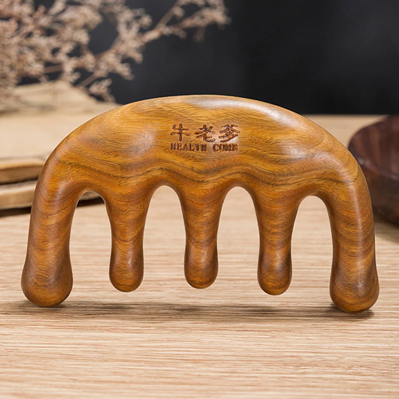 Handheld Head Massage Comb Wood Wide Tooth Hair Brush Head Comb for Gua Sha Scraping Scalp Hair Growth Stimulator