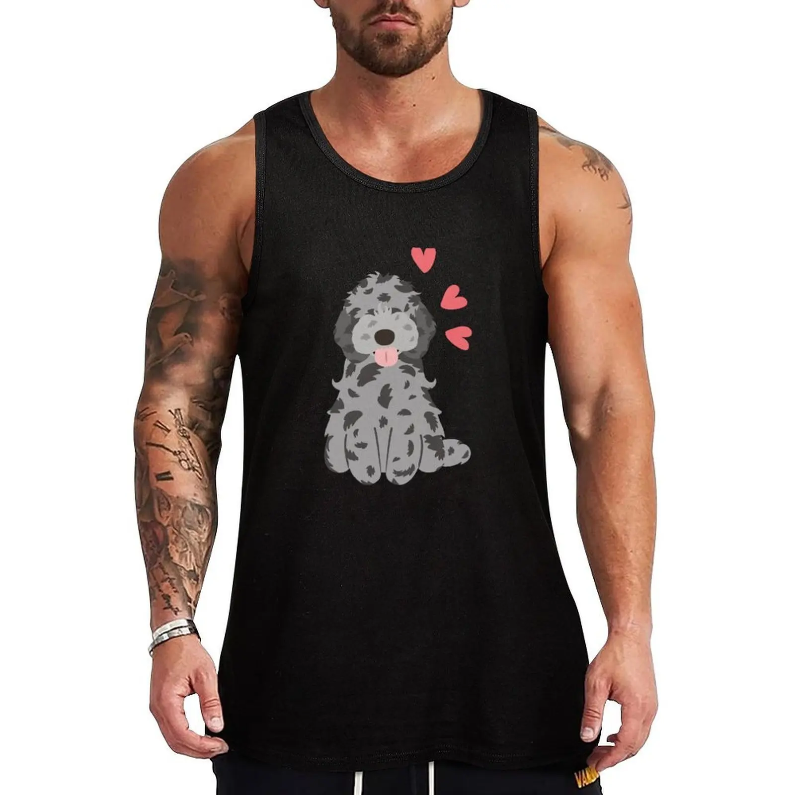 

Love Blue Merle Cockapoo Cavapoo Cavoodle Tank Top Man sleeveless shirt t-shirt gym man cotton t-shirts man