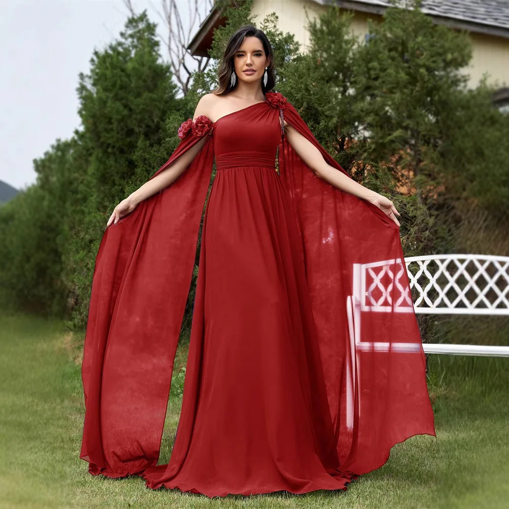 

Ele Chiffon Sa Dr Slim Fit Maxi Evening Gown Wedding Maid of Dr Velvet Fabric One oulder Long Skirt